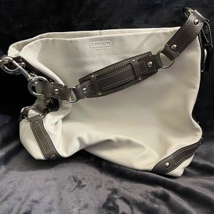 Large Coach White Leather Slouch Shoulder Bag